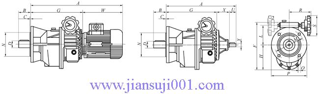 MBNL（F）-2C、MBNL（F）-2C二級(jí)齒輪減速器組合外形及安裝尺寸